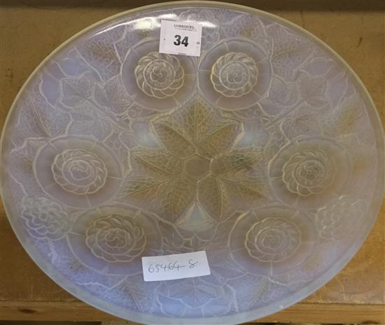 French opalescent press moulded glass floral dish(-)